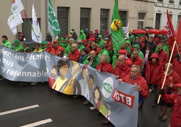 La Louvière : Manifestation contre la réforme des pensions